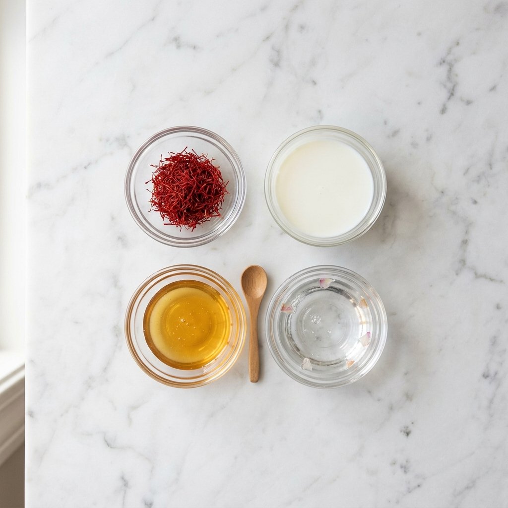 Ingredients for a homemade Kashmiri saffron face mask