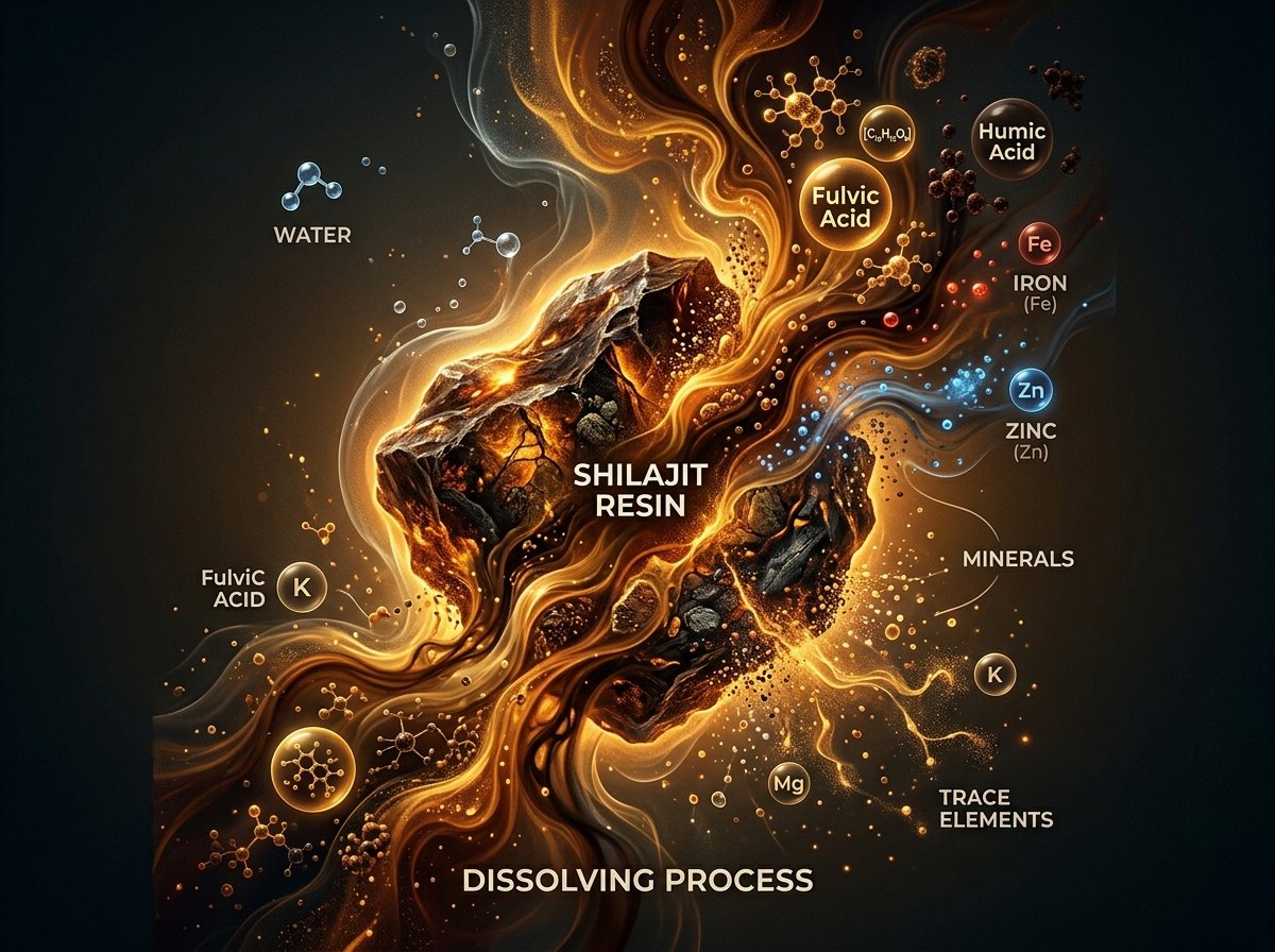 Pure Himalayan Shilajit resin composition and active fulvic acid