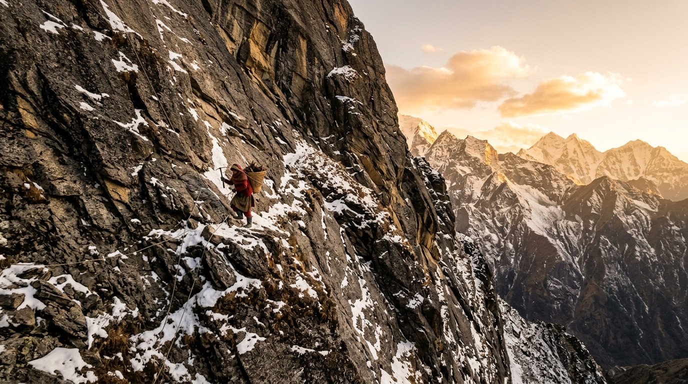 High-altitude Himalayan rock face sourcing for pure shilajit resin