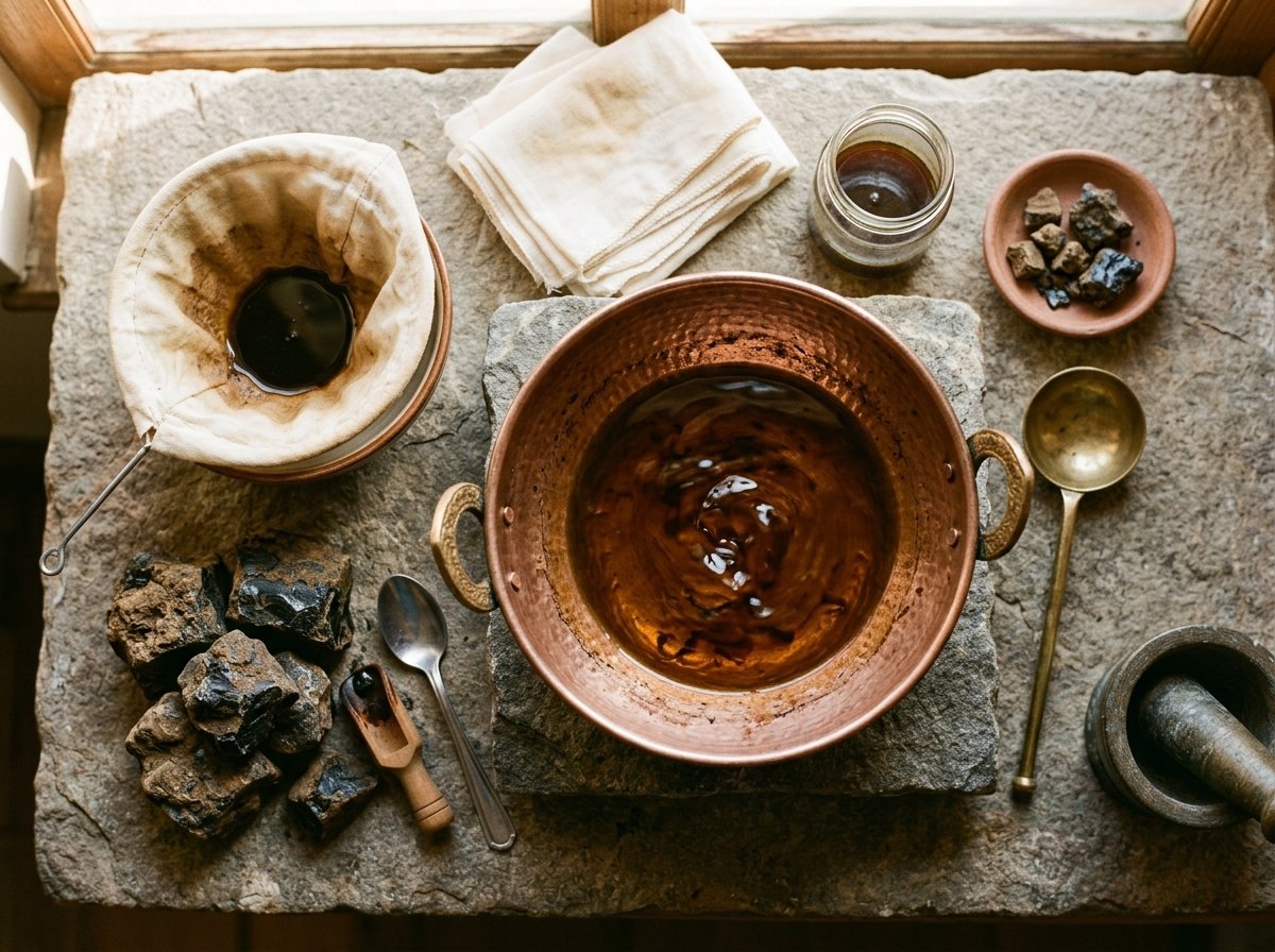 Traditional Ayurvedic Shodhana purification in copper vessel